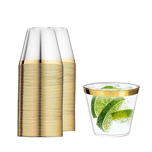 100 Plastic Cups 9 Oz Plastic Wine Cups Old Fashioned Tumblers