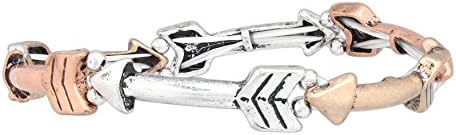 Rain Jewelry Tri-tone Mixed Metals Stretch Bracelet (Arrow)