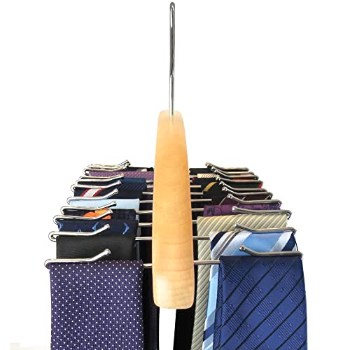 HANGERWORLD Hanging Tie Holder Organizer Rack Premium Wooden Tie