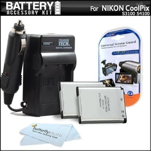 Pack Battery and Charger Kit for Nikon Coolpix S3700, S2800