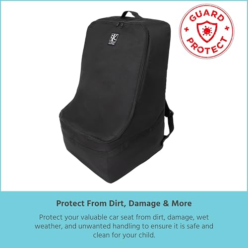 J.L. Childress Padded Backpack Car Seat Bag - Travel Bag for Airplane, Fits Most Baby & Infant Car Seats, Boosters, & Carriers, Airport Accessories for Gate Check or Baggage Check - Ultimate, Black