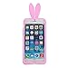 iPhone 6/6s Cover,Hecheng Cute Long Ear Rabbit with Furry Tail Silicone Bunny Case for Apple iPhone 6 4.7 inch-Pink