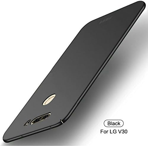 xinyunew LG V30 case, [Skin Series] Stylish Ultra-Slim Hard Plastic Scratch Resistant Full Protective Matte Cover Case for LG V30 +Tempered Glass Screen Protector 360 Protective - Black