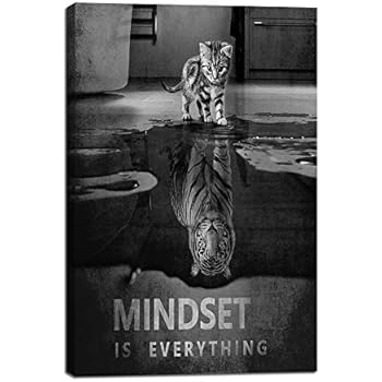 Mindset is Everything Motivational Canvas Wall Art Inspirational Entrepreneur Quotes Poster Print Artwork Painting Picture for Living Room Bedroom Office Home Decor Framed Ready to Hang (12