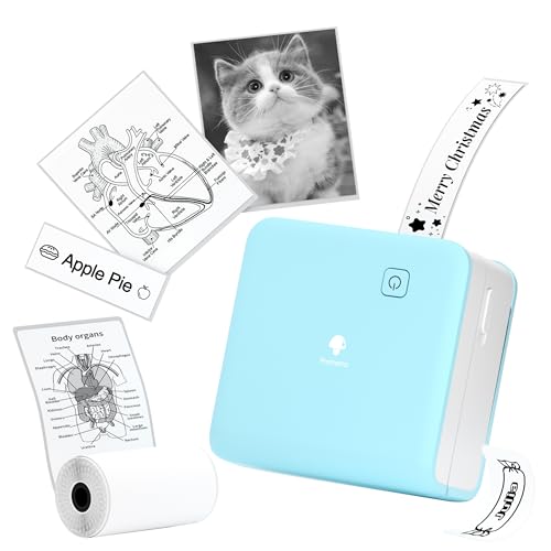 Phomemo Mini Sticker Printer- Print Pod 300dpi M02 Pro Mini Maker Pocket Thermal Bluetooth Printer Sticker Maker for Photo Printing,Study Notes, DIY Cards, List, Travel, Work and Study, Cyan