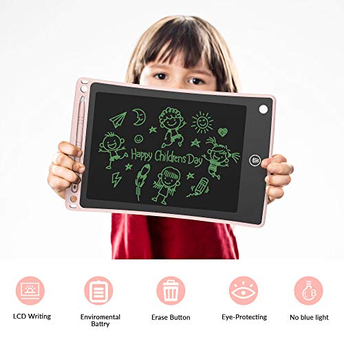 iThrough LCD Writing Tablet Drawing Tablet, 8.5-inch Doodle Board Electronic Doodle Pads Writing Board for Kids & Adults, Mini Handwriting Paper Drawing Tablet for School, Home, Office (Pink) - Thumbnail 2