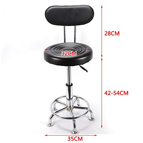 RANZHIX Black Rolling Stool 360-Degree Rolling Swivel Adjustable Work Stool Chair Round Swivel Garage Mechanics Shop Drafting Stools with Wheels for Home Office Spa Shop Desk - Thumbnail 3