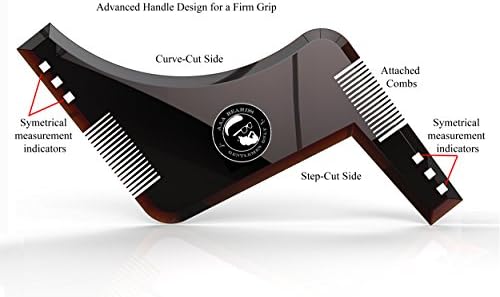 AAA Beards – All in One Beard Shaping Tool / Comb | For the Perfect Goatee, Cut, Line Up, Edging, Step-Cut, Straight-Cut, Curve, Step, Straight Line, Side-Burns | Mustache Grooming Styling Stencil