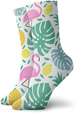 Flamingo Pineapple Hawaii Female Novelty Fancy Socks, Sailor Cotton Short Football Socks