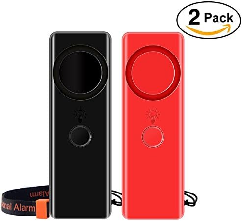 Personal Alarm, ASTUBIA 125DB SOS Emergency Self Defense Safety Alarm with LED Flashlight Anti-Attack/Rape for Students/Women/Kids/Girls/Night Worker/Elderly Anti-Theft Alarm ( 2 Pack,Black &amp; Red)