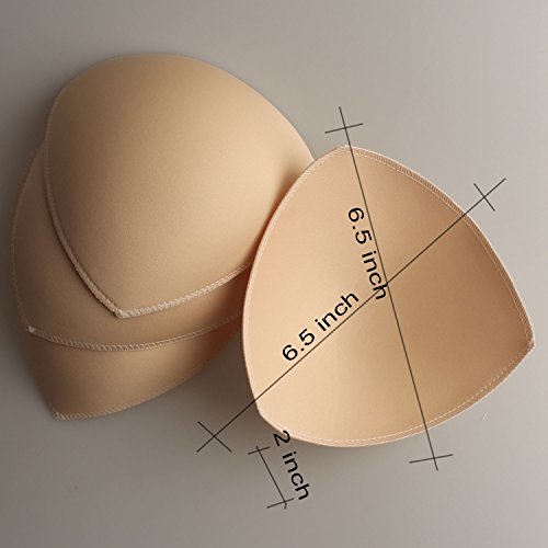 TopBine Bra Pads Inserts Women's Sports Cups Bra Replacement Insert For Bikini swimsuit (2pairs D/E beige)