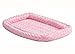 MidWest Homes for Pets Intermediate QuietTime Double Bolster Pet Bed, Pink Plush 36-Inch Crate Mat with Stacked Bolsters, Machine Wash, Secure Fit with Elastic Straps