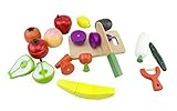 Wooden, magnetic fruit & vegetable play food set, with woven bag - 39 pieces