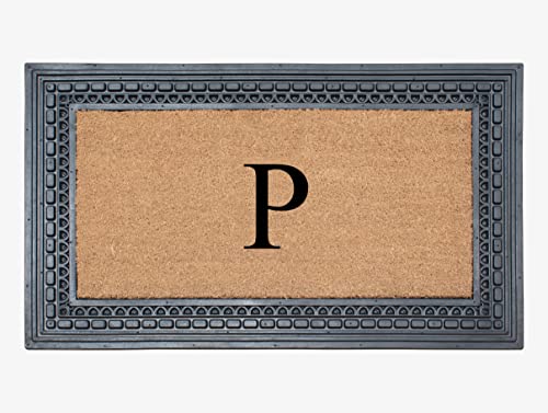 A1HC Natural Rubber & Coir Monogrammed Doormat for Outdoor Entrance, Anti-Shed…