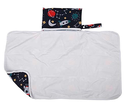 Sigzagor Baby Diaper Changing Mat Pad Portable Foldable Washable Compact Travel Nappy Waterproof Play Mat 30inx18.5in (Rocket)