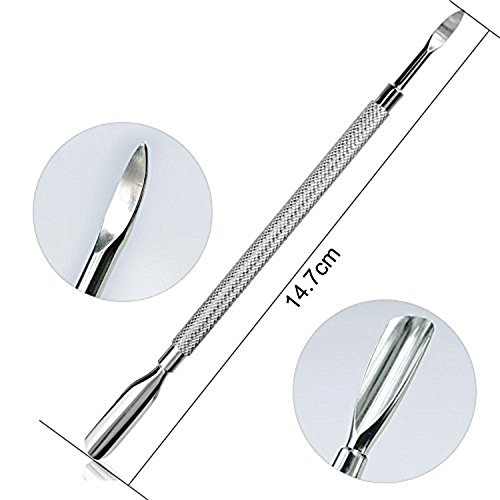 Pinkiou Nail Polish Remover Tool Manicure Cuticle Pusher Stainless Steel Kit (4 Pieces)