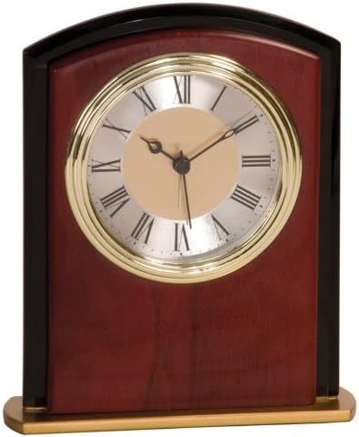 Personalized 6 1/2" Mahogony Finish Square Arch Clock - BRAND NEW