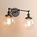 Pathson Vintage 2 Lights Wall Sconces with On Off Switch, Globe Glass Bathroom Vanity Light Fixtures, Industrial Wall Lighting Lamps for Living Room Bedroom