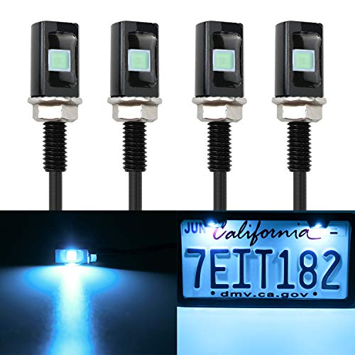 LivTee Super Bright License Plate Light, 12V License Tag Screw Bolt Accessories, Waterproof Black Aluminium Light Holder, Legal for Car Motorcycle Truck RV ATV Bike, Ice Blue(4PCS) - Thumbnail 7