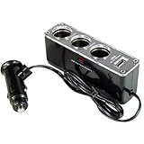 SODIAL with a charger DC 12V / 24VUSB port of (R) 3-way car cigarette lighter splitter USB plug