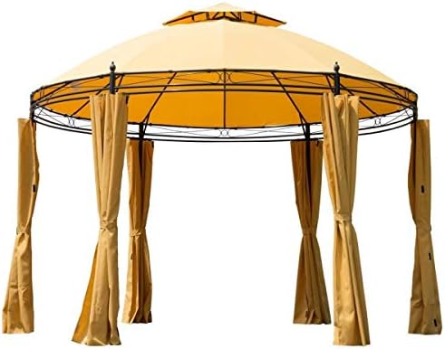 Canopy Tent 11.5' Metal Round Dome Gazebo Curtains Removable Sidewalls Sun Shade Shelter Pavilion Wedding Party Outdoor Event Park Garden Camping Patio
