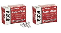ACCO Paper Clips, Economy, Smooth, Jumbo, 200 Paper Clips (72580)