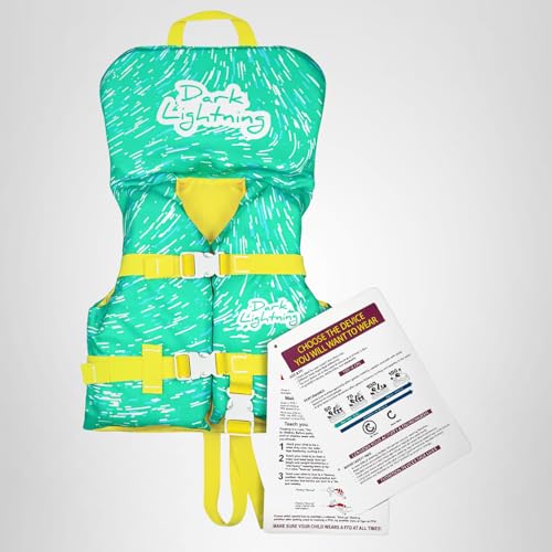 Dark Lightning USCG Approved Infant Life Jacket 0-30 lbs, Toddler Swim Vest and Baby Life Vest for 1-3 Years, 20-30 lbs, Headrest, Leg Strap and Grab Handle