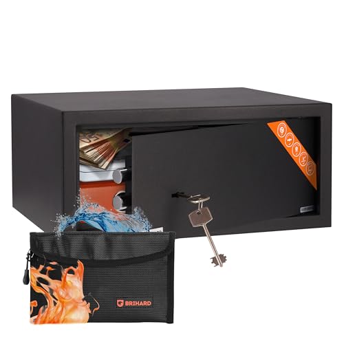 Brihard Laptop Tresor für Zuhause mit Schlüssel 20x43x35cm, 27L Safe für Zuhause oder Büro aus Robustem Stahl - Abschließbare Box für Laptop, Wertsach