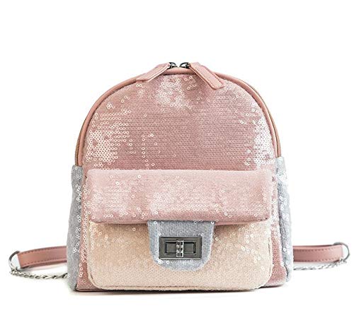 MOCA Sequins Mini Small Backpack Daypack for Womens Girls Mini Small Travelling Outdoor Picnic School College Office Casual Daily use Daypack Backpack Rucksack Back Bag for Womens Girls Kids (Pink)