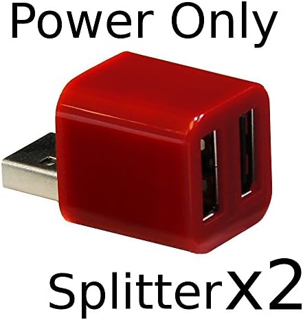 2 Pack - Cute USB Mini 2-Port POWER ONLY Splitter (Dark Red)