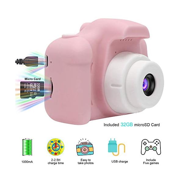 GlobalCrown Kids Camera,Mini Rechargeable Child Digital Camera Shockproof Video Camcorder Gifts for 3-8 Year Old Boys…
