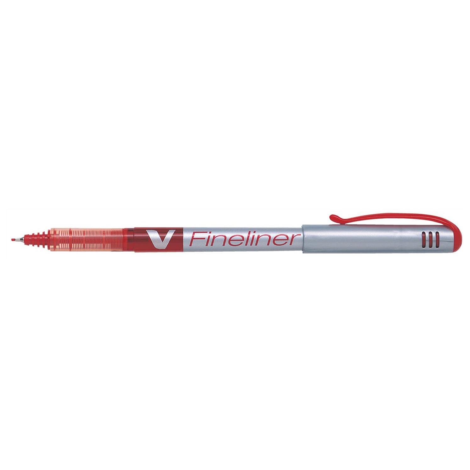Pilot V Fineliner Liquid Ink 1.2 mm Tip - Red, Box of 12