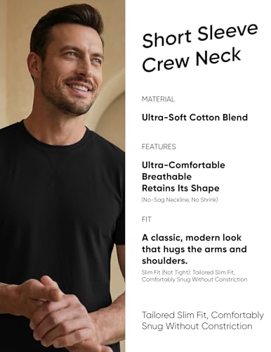 JMIERR Mens T Shirts Cotton Short Sleeve T-Shirts Classic Crewneck Hipster Hip Hop Longline Shirt 1 or 3 Pack