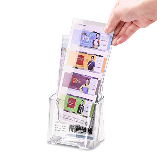 image for MaxGear 6 Pack Premium Trifold 4-Inch Wide Acrylic Brochure Holder Wal