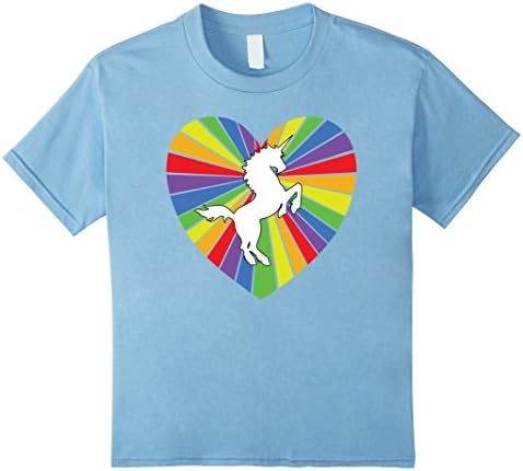 Kids Unicorn Heart Rainbow T Shirt 8 Baby Blue