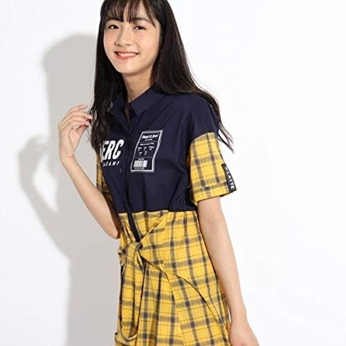 Amazon ピンク ラテ ミニワンピース 無地 チェック切り替えシャツワンピース 31951021 キッズ ワンピース チュニック 通販