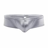 iEFiEL Mens Cap Cover Bulge Pouch Low Rise Mini Bikini Briefs Lingerie Underwear Silver M