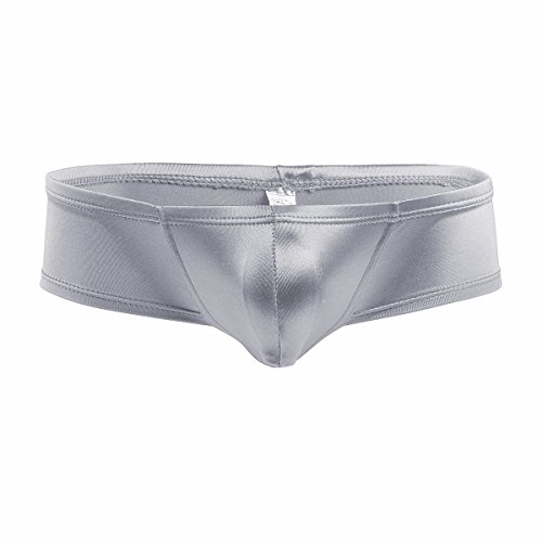 iEFiEL Mens Cap Cover Bulge Pouch Low Rise Mini Bikini Briefs Lingerie Underwear Silver M