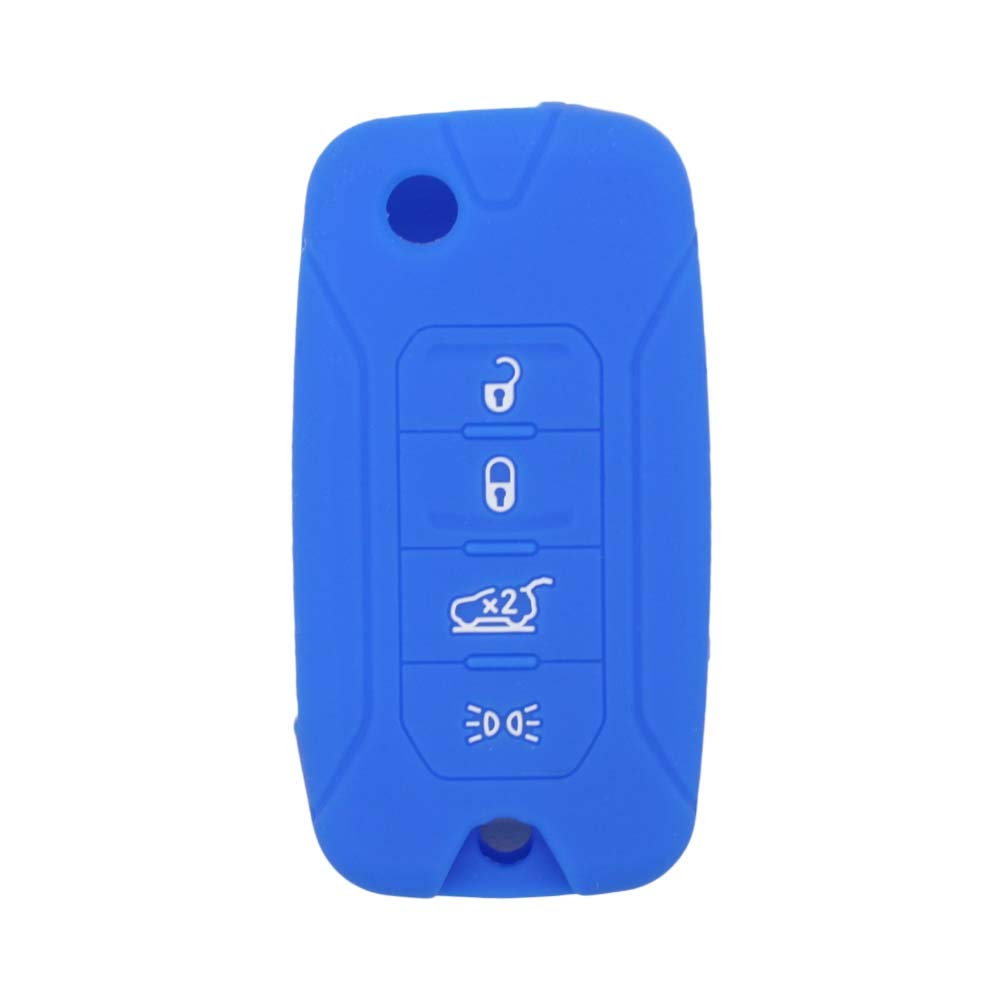 BROVACS Silicone Cover Protector Case Holder Skin Jacket Compatible with JEEP Renegade 4 Button Flip Remote Key Fob CV4757 Deep Blue