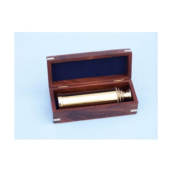 Hampton Nautisches Captain 's Messing Spyglass Teleskop mit Rosenholz Box, 38,1 cm Messing – Bild 4