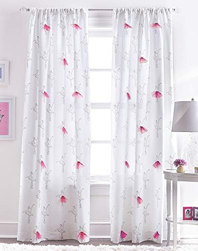 CHF Ballerina Tulle Rod Pocket Curtain Panel, 84-inch, Pink