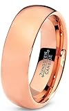 Tungsten Wedding Band Ring 7mm for Men Women Comfort Fit 18K Rose Gold Plated Plated Domed Polished