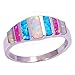 CiNily Women's Opal Rings,Create White Blue Pink Fire Opal Silver Plated Gemstone Ring Size 5-13