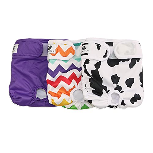 Hisprout 3-Pack Female Dog Diaper Reusable Washable Breathable Durable Doggie Diapers Pants Dog Season Pants(DDFS02)