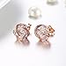 Buycitky 14K Rose Gold Plated Love Knot Stud Earrings for Women Cubic Zirconia Post Earrings, PU Jewelry Pouch
