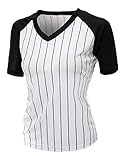 Xpril Women's Casual Cool Max Striped Short sleeve basebALL V-neck T-shirt
