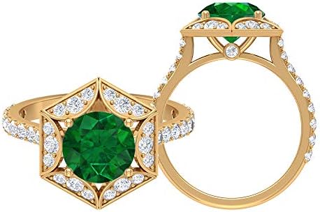 14k イエローゴールド ラボ作成エメラルド Size 14