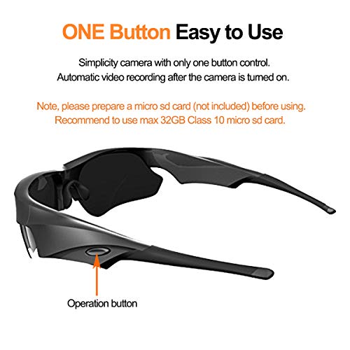 KAMRE Upgraded Sunglasses Camera 1080P Video Recorder Camera with UV Protection Polarized Lens, 140° Wide View Angle for Outdoor Sports, Great Gift for Your Family and Friend - Thumbnail 3