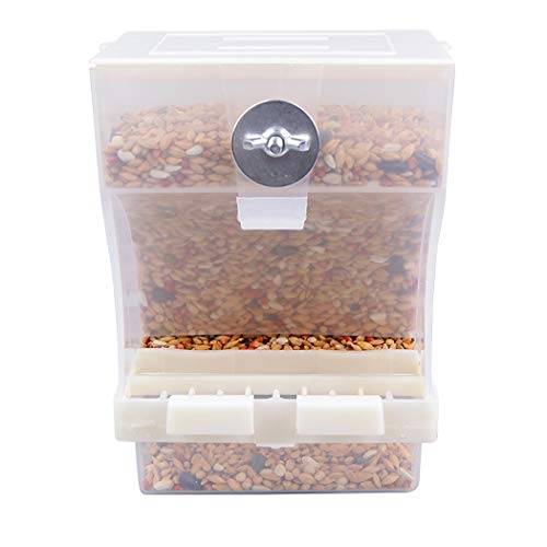 Automatic Bird Feeder No Mess for Cage Inside Birds Stuff Cage Accessories Seed Food Container for Small Brids Cockatiel Budgerigar Macaw Finch Budgie Parakeet Conure Canary Parrots Lovebird