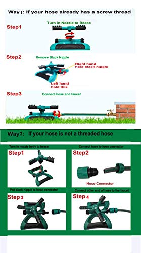 Durable Lawn Sprinkler, Water Sprinklers for Lawn, Garden, Yard, Flower Grass Plant Park, 360 Degree Rotating Sprinkler Irrigation System, Adjustable Spray Angle and Distance -Up to 3600 sq.ft.